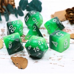 HD Polyhedral 7 Dice Set Green Gradients dice